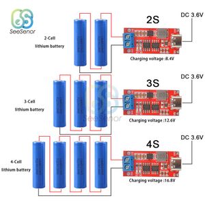 DIY 18650 3.7V 5V Lithium Battery Step-Up Boost LiPo Polymer Li-Ion Charger Multi-Cell 2S 3S 4S Type-C To 8.4V 12.6V 16.8V