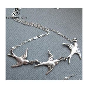 Colares pendentes Retro Sier Sier Bird Bird Fashion Birds Aerial Chain Gold para mulheres do dia dos namorados Charm Jewelry Drop Drop Del Dh8tc