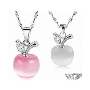 Подвесные ожерелья высококачественная опал -каменное ожерелье розовое белое яблочное лунное изыскание шарм сестер для женщин женские украшения моды в B Dhkbx