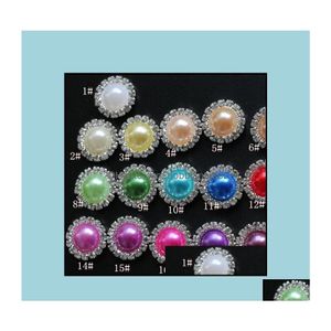 Gioielli con diamanti sciolti 16 mm Bottoni di perle di cristallo con retro piatto 50 Pz / lotto 19 colori Strass in metallo Diyl Drop Delivery 2021 Qf5Z7 Dhyua