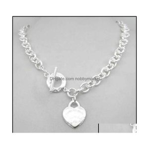 Anhänger Halsketten Anhänger Schmuck Design Damen Sier TF Stil Halskette Kette S925 Sterling Schlüssel Herz Liebe Ei Marke Charme NEC H0918 Dhqf4