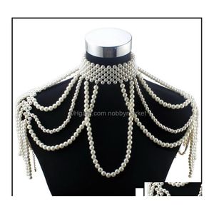 Colares pendentes pingentes jóias de jóias Florosy Long Chain Chain Chunky Body Colar de Pérola para Mulheres Costura Cardagem Declaração 210 DHVS8