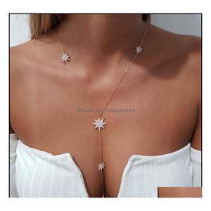 Anhänger Halsketten Anhänger Schmuck Micro Pave Cz Sparking Star North Charme Lange Frauen Kette Halskette Y Lariat Sommer Sexy Mode de Dhzjd