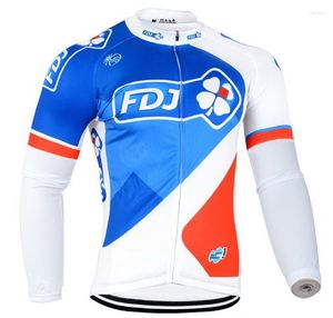 Гоночные куртки весна лето длинные велосипедные майки 2023 FDJ Team 4 Colors Mtb рукав мужчина для велосипедов.