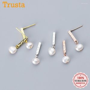 Stud Küpe Trustdavis Gerçek 925 STERLING Gümüş Moda Minimalist Çubuk İnci Küpe Kadınlar İçin Düğün Partisi Güzel S925 Mevcut DA161STUD