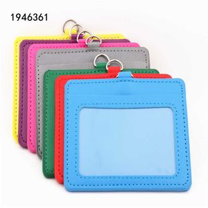 High quality 618 PU Leather material double card sleeve ID Badge Case Clear Bank Credit Card Holder Accessories