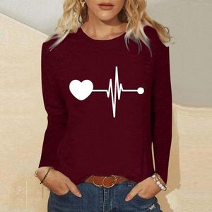 Kadın Tişörtleri Kadın Uzun Kollu Mürettebat Boyun Komik İskelet Baskılı İnce Fit Üst Gömlek Sıradan Kadın Tunik Sweaters Tayt