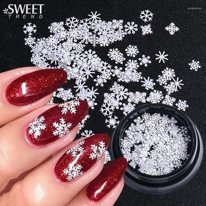 Nail Glitter 1Box Winter White Snowflake Nails Decoration Xmas Mixed Snow Design 3D Manicure Slice Paillette For Charm ST1980 Prud22
