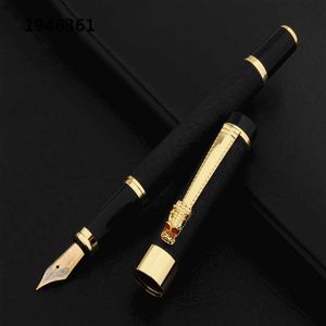 New Luxury High Quality Frosted Black Colour Dragon Business Office Fountain Pen Student School Stationery Supplies Ink Pens