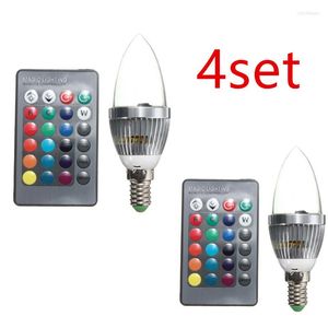 4SET E14 RGB LED Ampul 16 Renk Değiştiren Mum Lambası Uzaktan Kumanda Kablosuz