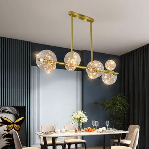 Подвесные лампы Современные и простые светодиодные рестораны люстры освещение освещение роскошное нордическое круглое смарт -бар кофейня гостиная Lightingpenda