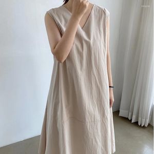 Sıradan Elbiseler Yaz 2023 Güney Kore Kore versiyonu şık pamuk kısa kollu keten moda elbise butik