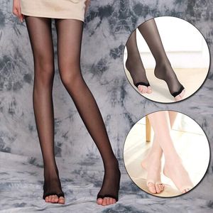Kadın SOCKS 1 adet seksi tayt külotlu çorap yüksek bel dikişsiz çoraplar uyluk çorap çorap tozluk açık ayak ayak topuklular elbise dip tigh