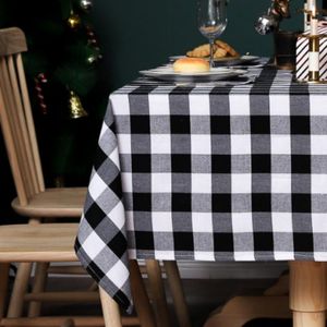Masa bezi dikdörtgen masa örtüsü Noel dekorasyonu katlanır Nordic el parti pamuk ve keten yemek yaratıcı beyaz siyah ızgara
