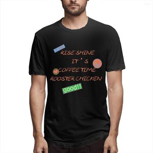 Erkek Tişörtleri Yükselişli Kahve Zamanı Horoz Tavuk Kısa Kollu T-Shirt Yaz Üstleri Moda Tees