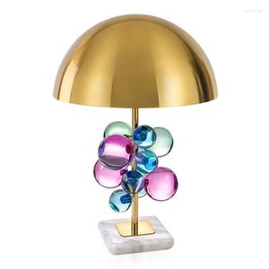 Tischlampen, moderner Marmor, buntes und klares Glas, Kristallkugel-Licht für Wohnzimmer, Schlafzimmer, Arbeitszimmer, Deko, LED-Lesung