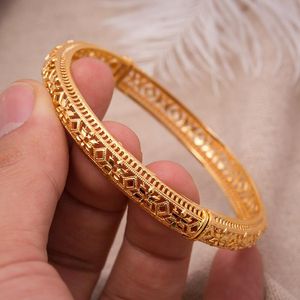 Забросить 1pcs 24k Dubai браслеты Bangles Women Girl Gold Flower Wedding Медная невеста Bijoux Femme