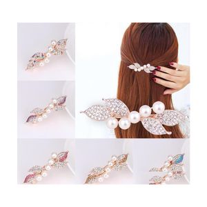 Клипы для волос Barrettes Fashion Barrette Bow Design Pearl Crystal стразы