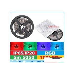 LED Şeritler Marka 5m 150LEDS 5050 RGB Işıklar 12V 30leds/m Su geçirmez Halat Noel/Bar Aydınlatma Damlası Tatili için Esnek