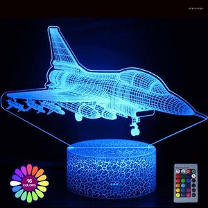 Gece Işıkları Led Lamba Akrilik Gravür Savaş Gemisi Uçağı USB Pil Güçlü Yatak Odası Dekor 3D İllüzyon Savaş Uçak Işık Hediyesi
