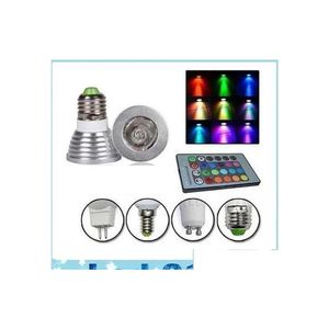 Noel/Parti/KTV aydınlatma için LED ampuller RGB 3W Spot Işıklar E27 MR16 Gu10 BBS Bellek Colorf Değişikliği AC 85265 24Keyler Damla Ekle OTJHM