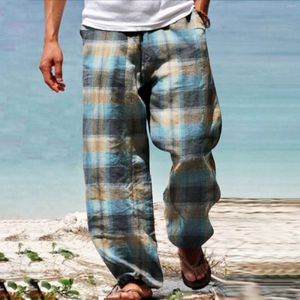 Erkek pantolonlar erkek klasik ekose baskı güneş ışığı çifte cep nefes alabilen termal yalıtım rahat gevşek rahat pantolon