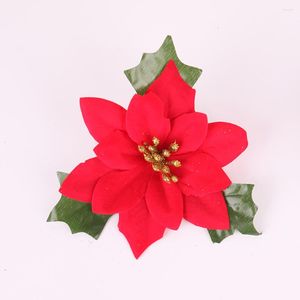 Dekoratif Çiçekler 5 Çiçek Düzenleme Düğün Buketleri Centerpieces Noel Glitter hazırlamak için Poinsettia