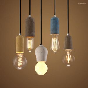 Kolye lambaları Nordic Vintage Işık Amerikan Ülke Tarzı E27 Soket Çimento Lambası Kapalı Dekorasyon Asma fikstürü