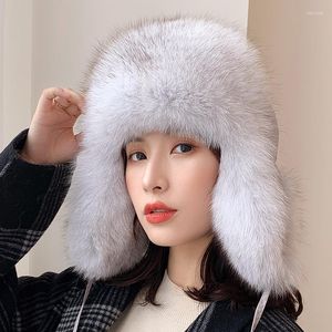 Berets Lantafe Women Hat Hate Winter Bomber Hats Lei Feng Cap Russian с меховыми наушниками сохраняет теплый настоящий стиль унисекса