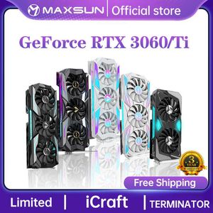 Maxsun Full Yeni Grafik Kartları RTX 3060TI ICraft Terminator 8G GDDR6 GPU Bilgisayar PC 256bit RTX 3060 12G Oyun Video Kartı