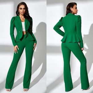 Spring Designer Women Pants Suits Slim Fit Celebrity Green Mother of the Bride Wear Evening Party Wedding Formal 2 Pieces