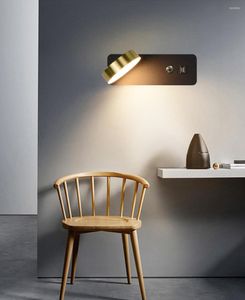 Duvar lambası kapalı LED lambalar dönme karartma anahtarı ışık modern merdiven dekoratif aplik oturma odası altın armatür evi yer