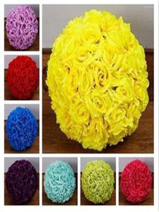 Dekoratif çiçekler 8/20 cm düğün yapay gül ipek çiçek topu öpüşme topları Noel süsleri için asılı parti dekorasyonu 6 renk