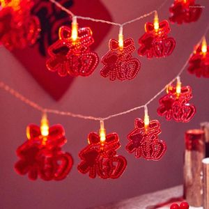 Strings String String Light Decorative Operated Operated Fu Caractere Red Lanterna LED LED Supply Lamp Party para o ano chinês