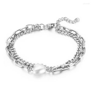 Link Bracelets Fashion Women Men Wable Silver Color Gold Steel Watch Round Jewelry Gift