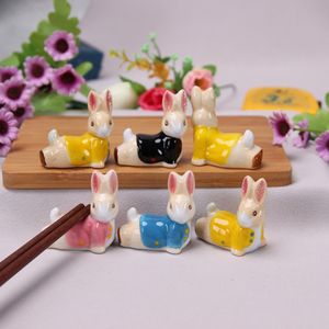 Seramik yemek çubukları istirahat yaratıcı tavşan yemek çubukları tutucu küçük dekorasyon masa sıcak dekor