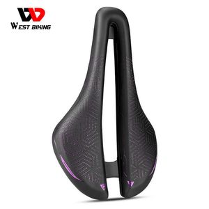 West Bicking MTB Bike Saddle Hollow Soft confortável assento respirável com alerta Tra traseira USB Road Road Cycling Saddles 0131