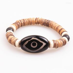 Strand Natural Stone Wood Conta Tribal Stretch Bracelet Jóias de Contas Menos Unissex