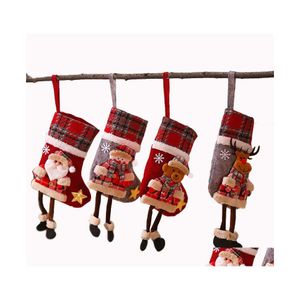 Noel dekorasyonları Stoking Hediye Çantası Yün Yemek Ağaç Süs Bebekler Noel Baba Şeker Hediyeleri Çanta Ev Partisi WY1410 DROP TESLİMİ G DHV8W
