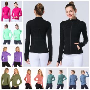 LU-088 2023 Align Yoga Jacket Outfit Women Define Workout Спортивное пальто Фитнес Быстросохнущая спортивная одежда Женский топ Твердая толстовка на молнии Спортивная одежда Черный Красный Синий Серый Розовый