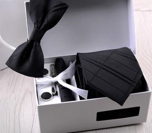 Bow Gine Men's Tie 8 см в британском стиле официальная деловая работа Black Stripe Fashion Wide Box Butterflies Gift Set для человека в