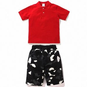 Детские наборы одежды дизайнерские акулы обезьяны для мальчиков для мальчиков печатные шорты с коротким рукавом детские девочки Polo Trats малыш