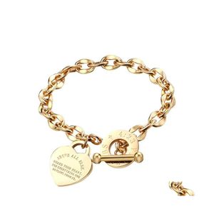Bracelets de charme amor cora￧￣o A￧o inoxid￡vel o Chain Pulset PRBS personalizado PRBS para mulheres J￳ias de ouro Drop Drop Otoxc
