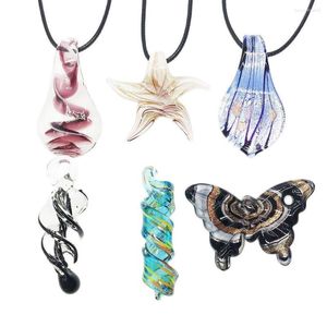 Kolye Kolye 6pcs Spiral Murano Cam Lamba Kolyesi Kadınlar için Yıldızlar Marfish Kelebek Su Damlaları Takı