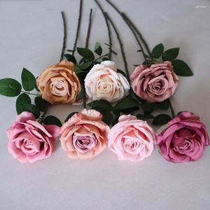 Dekoratif çiçekler 10pc sonbahar dekor gül kıvırcık kenar yapay şube düğün çiçek aranjman ev dekorasyon sahte güller