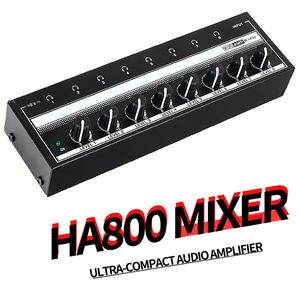Наушники наушников HA800 Ультракомпактный аудио усилитель 8 каналов мини -стерео наушники с питанием Eu US Plug 230801