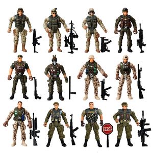 Aksiyon Oyuncak Figürleri 12 PCS Ordu Erkekler ve SWAT Takımı Özel Kuvvetler Askerler İkinci Dünya Savaşı Oyunu Oyun Silahı Modle Çocuk Boy Hediye 230731