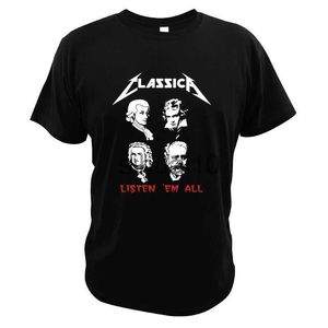Erkek Tişörtler Klasik Komik Kaya T-Shirt Parodi Besteci Bach Mozart Beethoven Müzisyen Dinle Beni En İyi Hediye Rahat T Shirt J230731