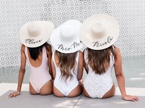 Широкие шляпы ковша персонализированная пляжная подружка невесты на заказ имени бакалаврета шляпа Свадьба Подарки