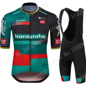 Bisiklet Jersey Setleri Dünya Şampiyonu Takımı Hansgrohe 2023 Set Kısa Kollu Almanya Giyim Yolu Bisiklet Gömlekleri Takım MTB Giyim Maillot 230801